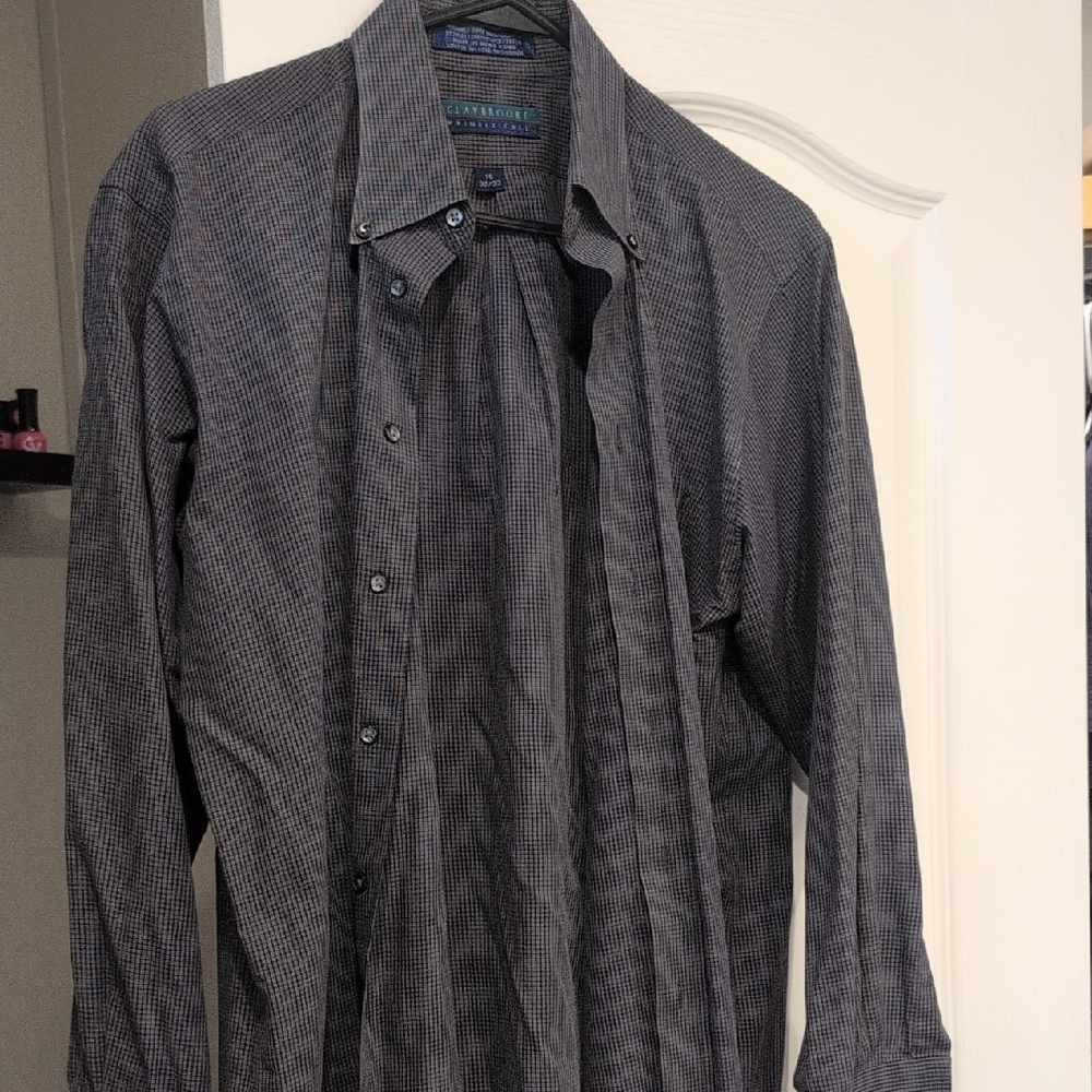 Gray Textured Casual Button Down Shirt